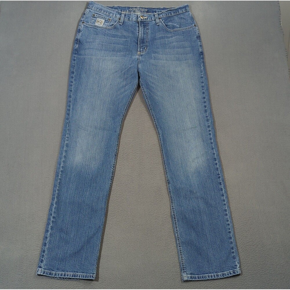 Cinch Jeans Men's 35x34 Fits 34x33 Blue Western Denim Silver Label Slim Straight